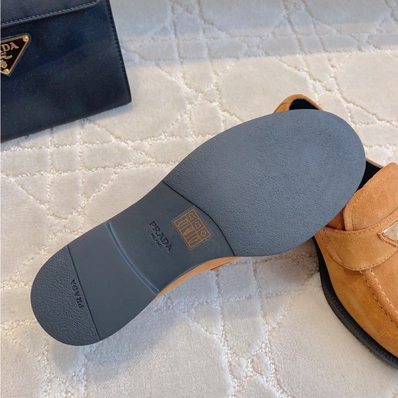 Prada Women's Camel Suede Loafers - Picture 9 of 9